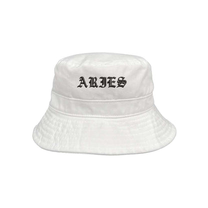 Embroidered aries on white bucket hat - DSY Lifestyle