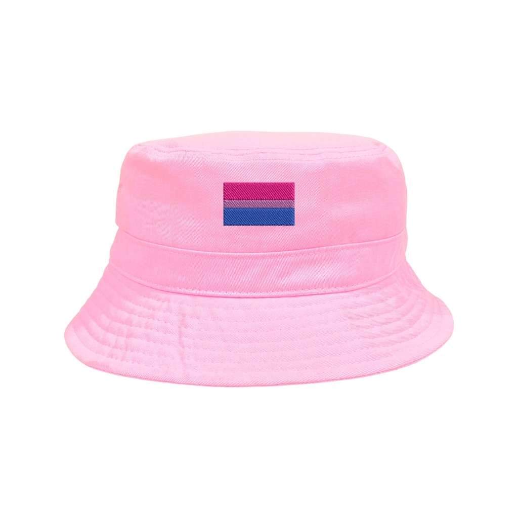 Embroidered bi-flag on pink bucket hat - DSY Lifestyle