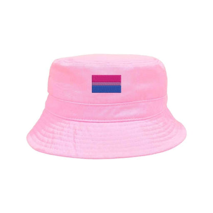 Embroidered bi-flag on pink bucket hat - DSY Lifestyle