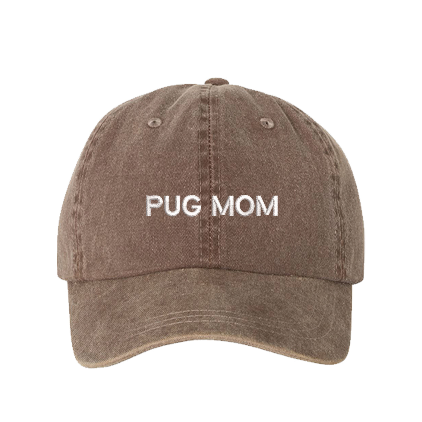 Pug Mom Washed Baseball Hat, Pug Mom Dad Hat, Dog Parent Hats, Embroidered Dad hat, Animal Lover Gifts, Pug Mother, Mothers Day Gift, Pug Mama, DSY Lifestyle Dad Hats, Chocolate Washed Baseball Hat