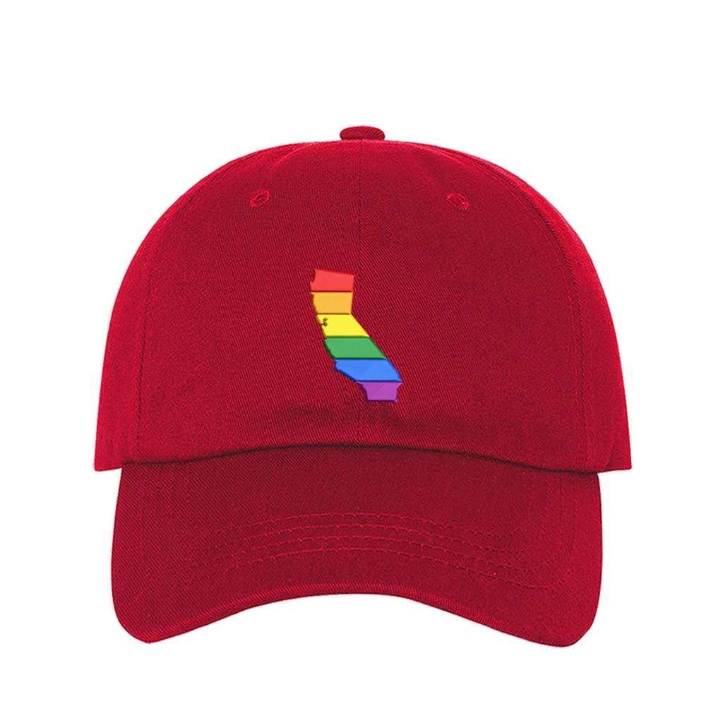 Embroidered cali pride on a red baseball hat - DSY Lifestyle