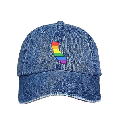 Embroidered cali pride on a light denim baseball hat - DSY Lifestyle