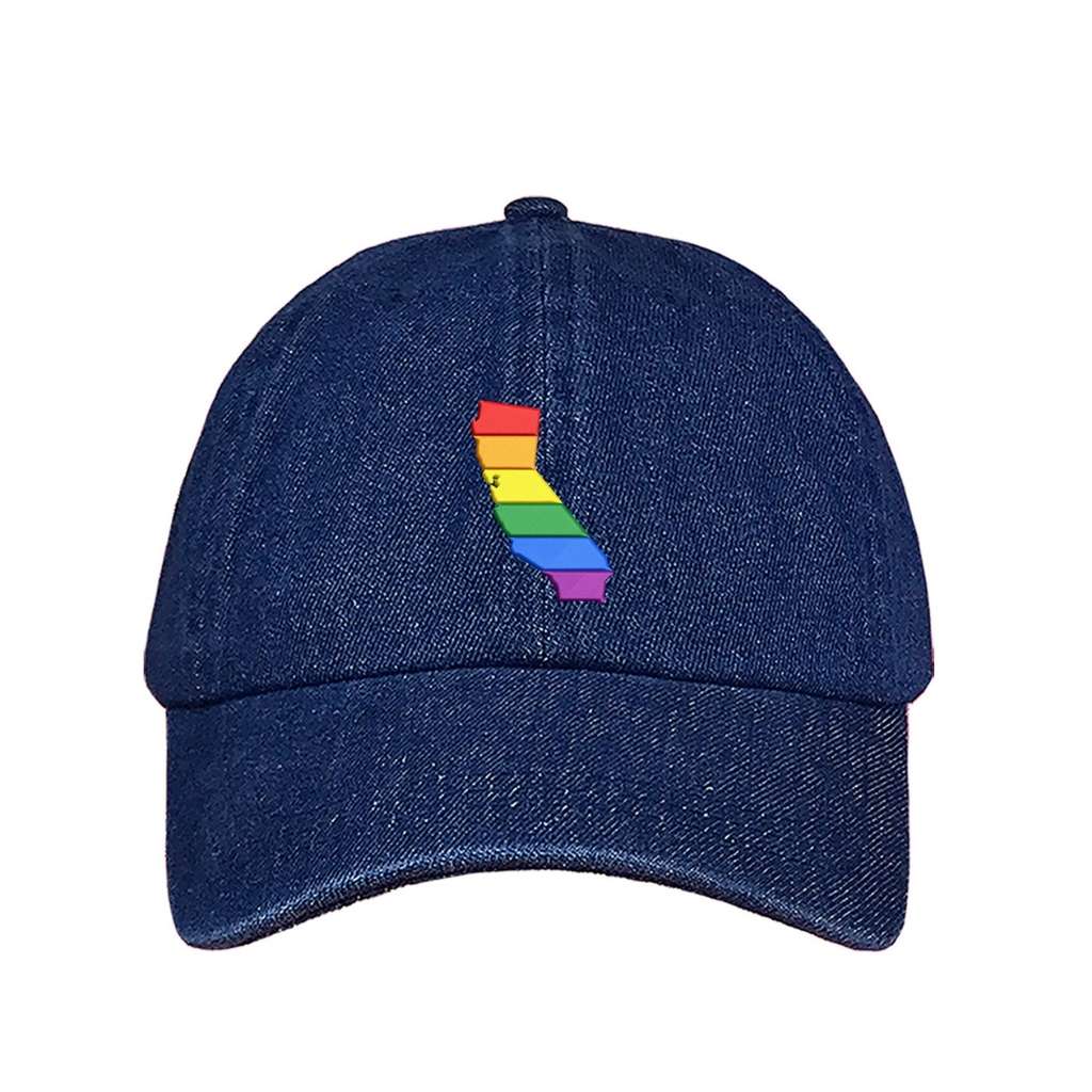 Embroidered cali pride on a dark denim baseball hat - DSY Lifestyle