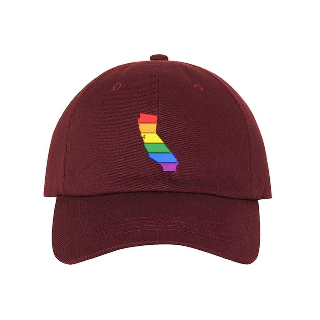 Embroidered cali pride on a burgundy baseball hat - DSY Lifestyle