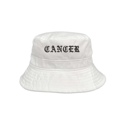 Embroidered cancer on white bucket hat - DSY Lifestyle