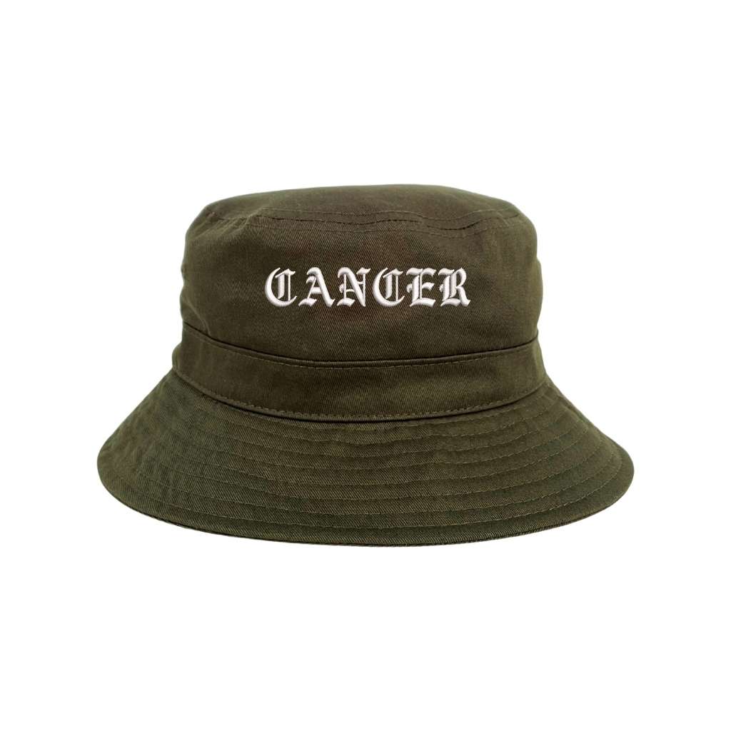 Embroidered cancer on olive bucket hat - DSY Lifestyle