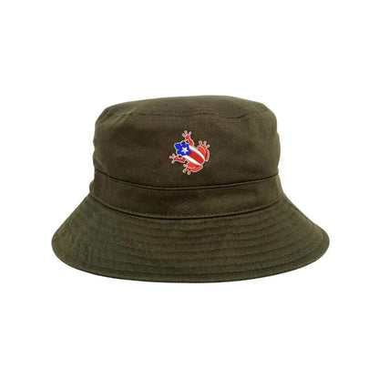 Embroidered Coqui on olive bucket hat - DSY Lifestyle