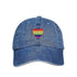 Light denim baseball hat with pride heart embroidered on the front - DSY Lifestyle
