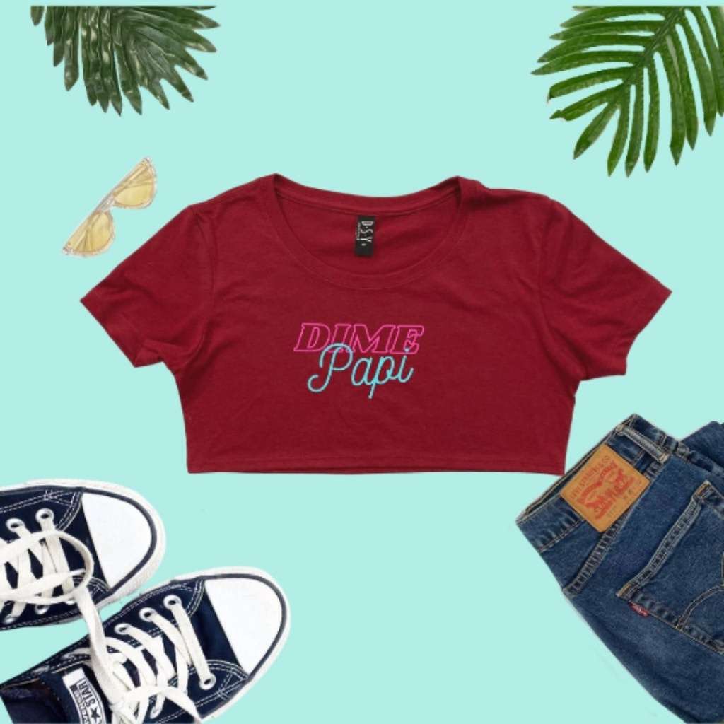 Cardinal underboob top with Dime Papi printed on it - DSY Lifestyle
