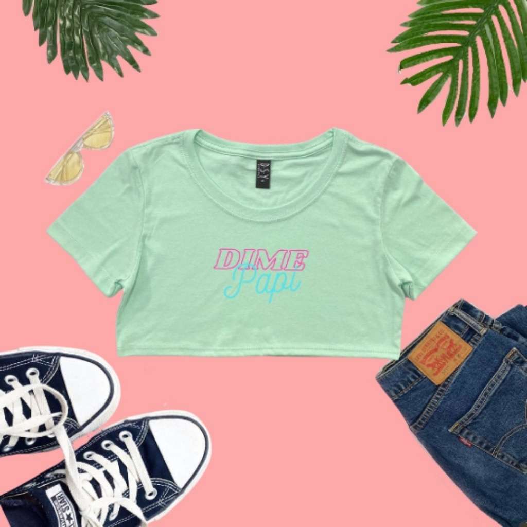 Mint underboob top with Dime Papi printed on it - DSY Lifestyle