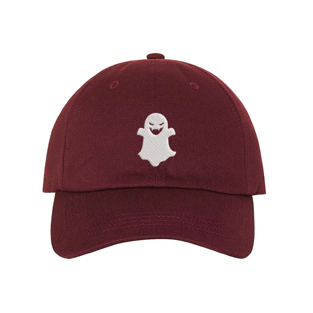 Embroidered ghost on burgundy baseball hat - DSY Lifestyle