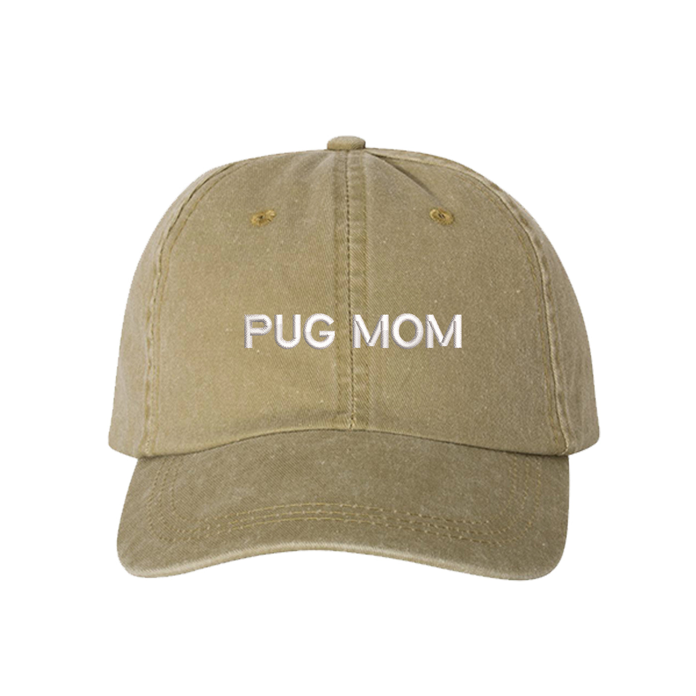 Pug Mom Washed Baseball Hat, Pug Mom Dad Hat, Dog Parent Hats, Embroidered Dad hat, Animal Lover Gifts, Pug Mother, Mothers Day Gift, Pug Mama, DSY Lifestyle Dad Hats, Khaki Washed Baseball Hat