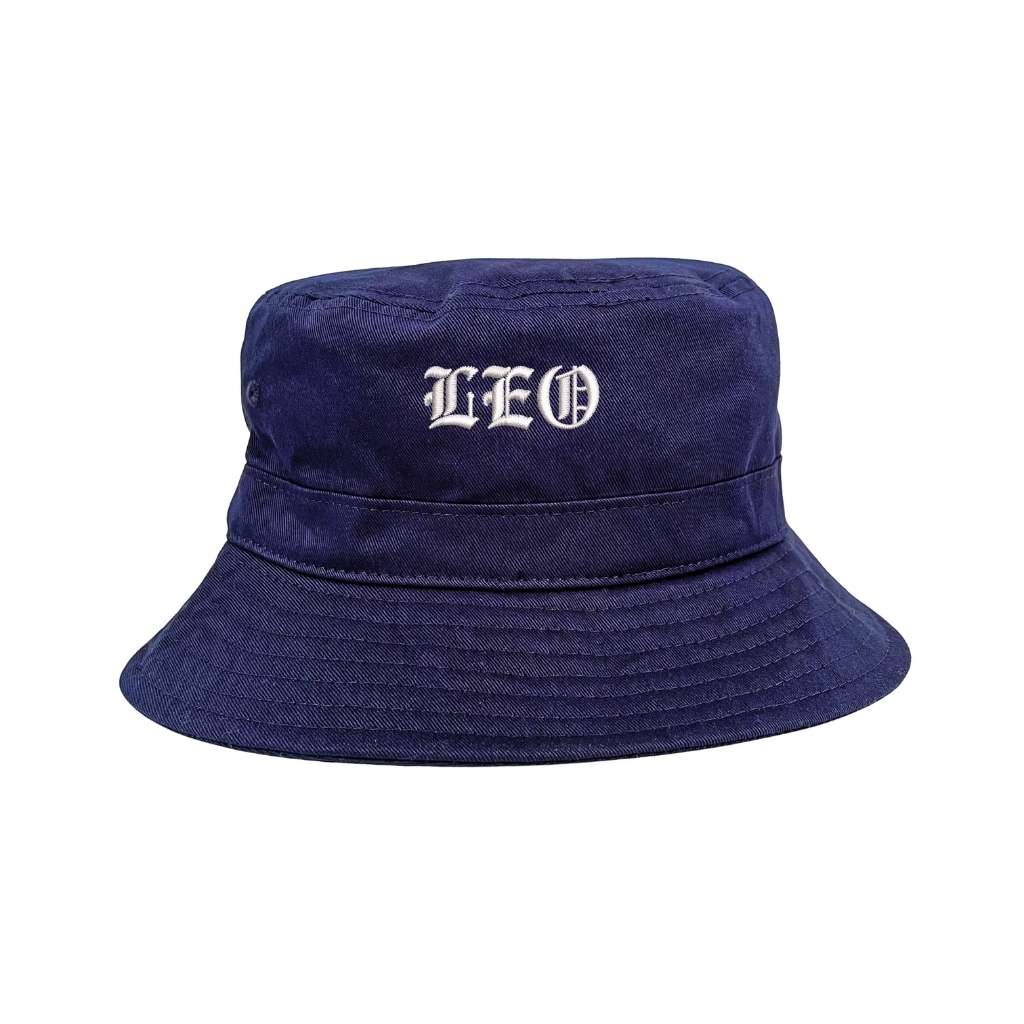 Embroidered leo on navy bucket hat - DSY Lifestyle
