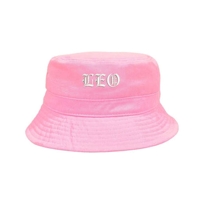 Embroidered leo on pink bucket hat - DSY Lifestyle