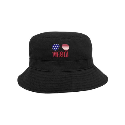 Embroidered Merica and sunglasses on black bucket hat - DSY Lifestyle