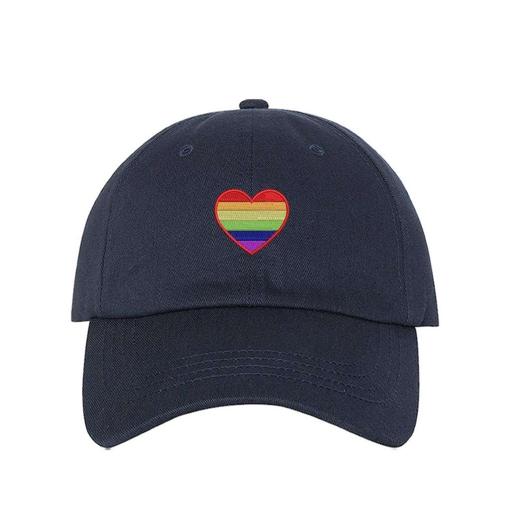 Navy baseball hat with pride heart embroidered on the front - DSY Lifestyle
