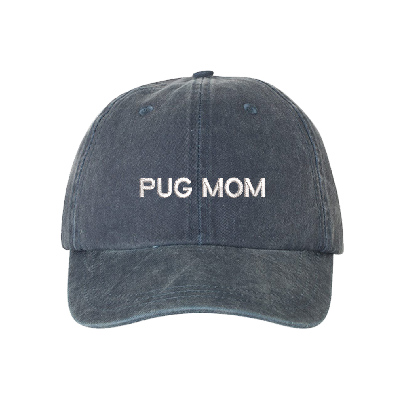 Pug Mom Washed Baseball Hat, Pug Mom Dad Hat, Dog Parent Hats, Embroidered Dad hat, Animal Lover Gifts, Pug Mother, Mothers Day Gift, Pug Mama, DSY Lifestyle Dad Hats, Navy Washed Baseball Hat