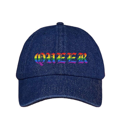 Embroidered Queer on dark denim baseball hat - DSY Lifestyle