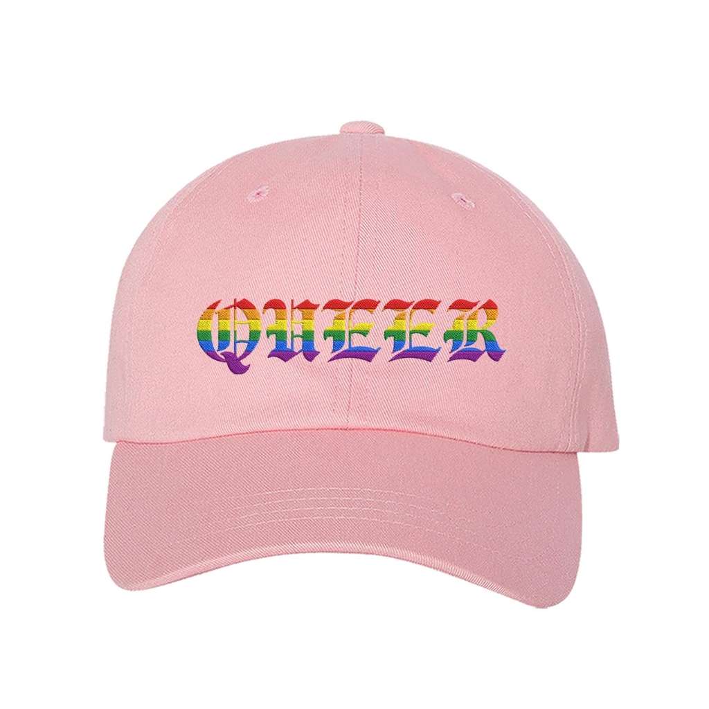 Embroidered Queer on pink baseball hat - DSY Lifestyle