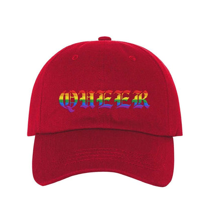 Embroidered Queer on red baseball hat - DSY Lifestyle