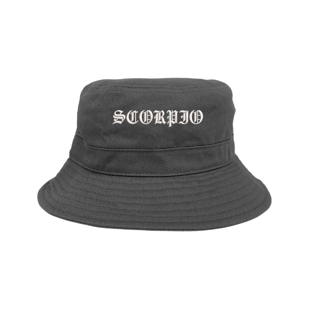 Embroidered Scorpio on grey bucket hat - DSY Lifestyle