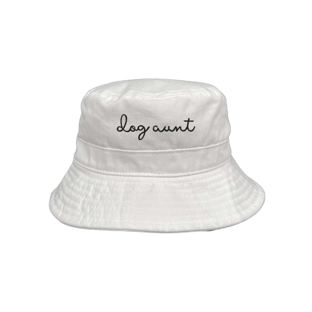 Embroidered Dog Aunt on white bucket hat - DSY Lifestyle