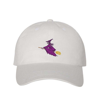 Embroidered witch on white baseball hat -DSY Lifestyle