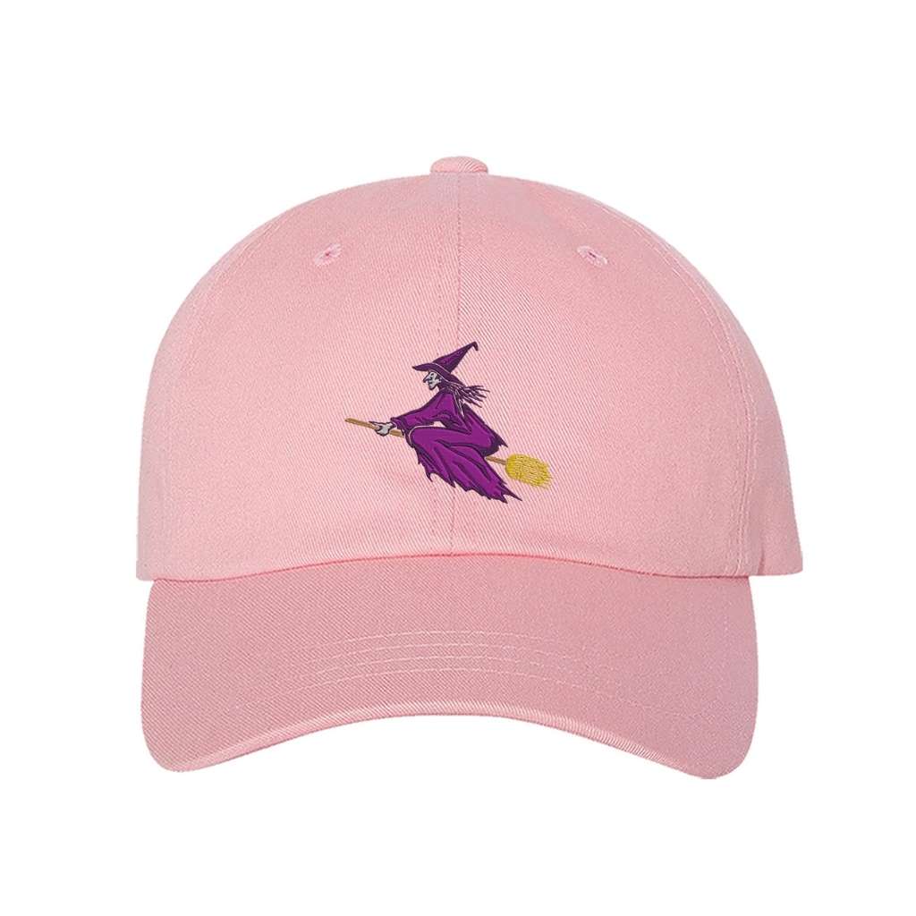 Embroidered witch on white baseball hat -DSY Lifestyle