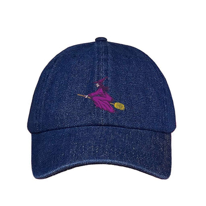 Embroidered witch on dark denim baseball hat -DSY Lifestyle