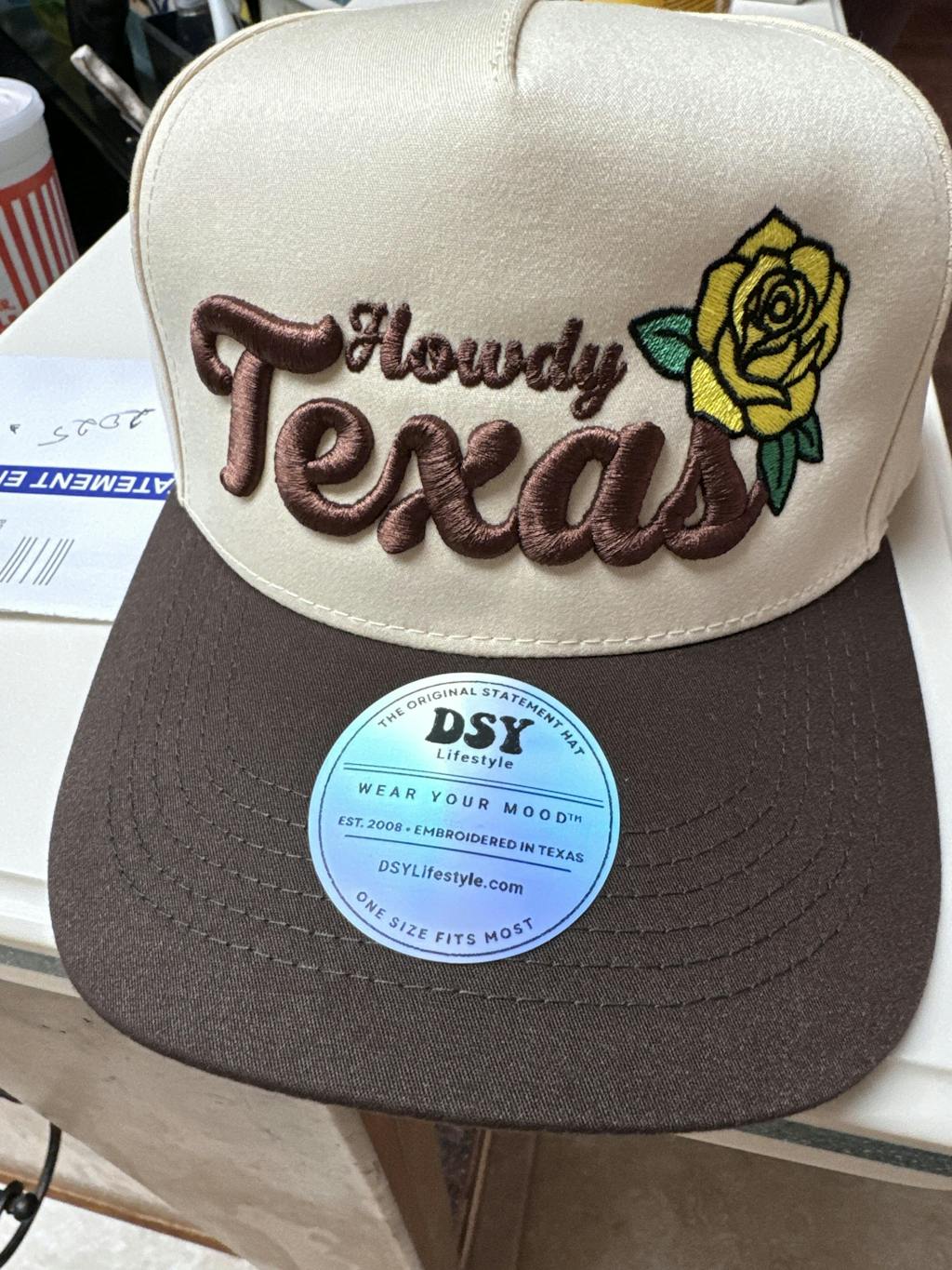 Howdy Texas trucker hat photo submitted by DSY customer Lauren G.